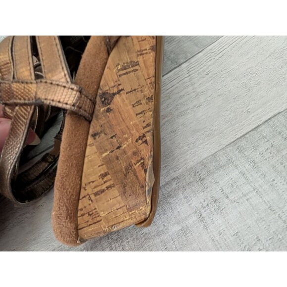 American Eagle Bronze Gladiator Sandals Wedge Heel Cork Sole US Size 7 - Picture 4 of 6